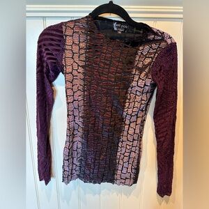 PETIT POIS Ladies Women’s Size Extra Small Black & Purple Long Sleeve Top